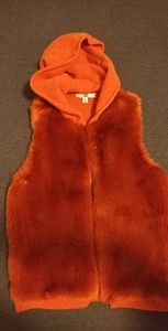 Burnt Orange Faux Fur Vest, Size S
